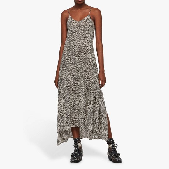all saints leopard slip dress